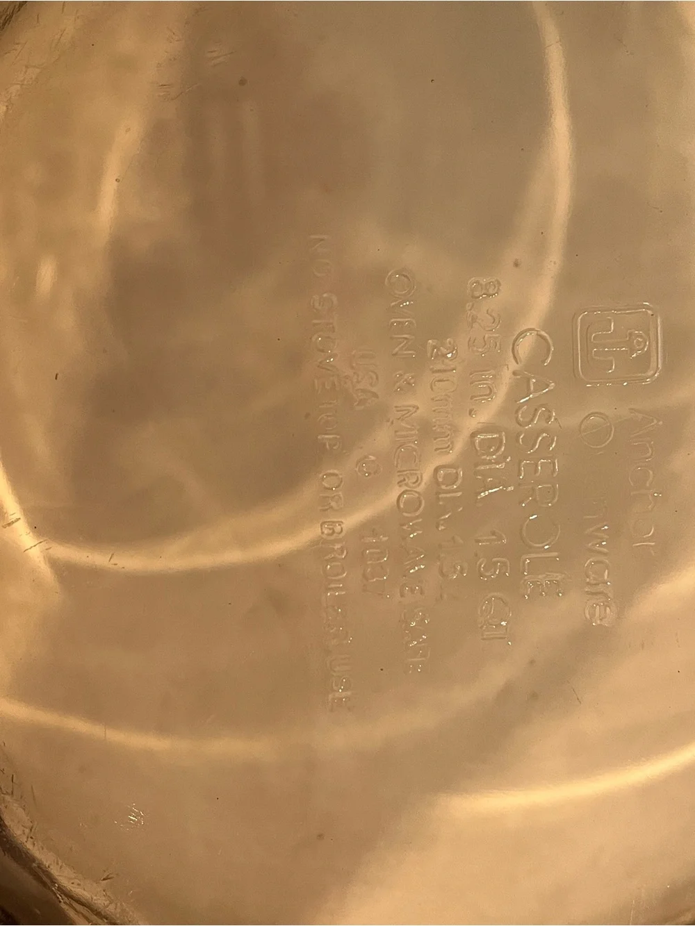 Anchor Hocking Amber Glass Casserole Dish with Dual Handles